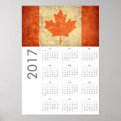 Calendrier Grunge Canada Drapeau 2017 Affiche (Devant)