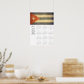 Calendrier Grunge Drapeau Cuba 2017 Affiche (Cuisine)
