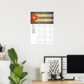 Calendrier Grunge Drapeau Cuba 2017 Poster (Bureau à domicile)