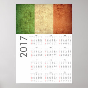 Calendrier Grunge Italie Drapeau 2017 Affiche