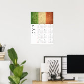 Calendrier Grunge Italie Drapeau Affiche 2017 (Bureau à domicile)