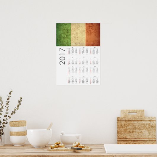 Calendrier Grunge Italie Drapeau Affiche 2017 (Cuisine)