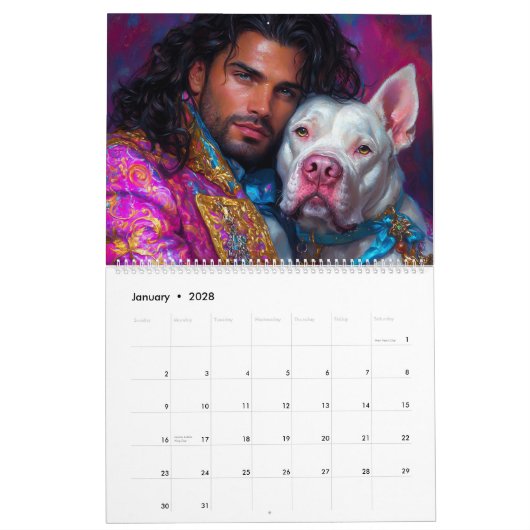 Calendrier Guerriers et héros de chiens Pitbull (Jan 2028)