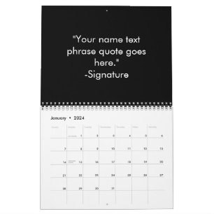 Calendrier Guillemet personnalisé minimaliste noir blanc