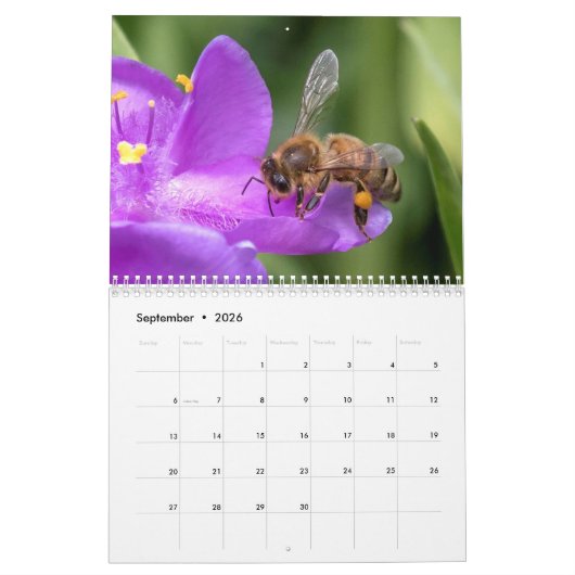 Calendrier Habille et personnel avec les abeilles Photo (Sep 2026)