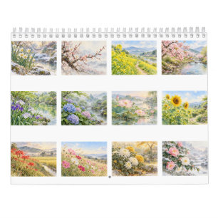 Calendrier Hanafuda Douze Mois d'Art Aquarelle du Japon