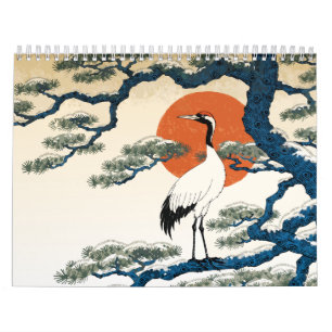 Calendrier Hanafuda Douze Mois de l'art sur bois japonais