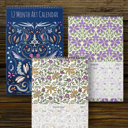 Calendrier Hand Drawn Botanical and Abstract Art Calendar