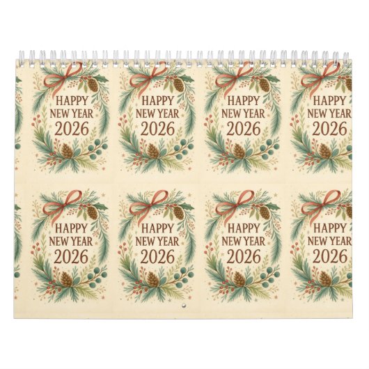 Calendrier happy new year rustic wall calendar 2026 (Protection)