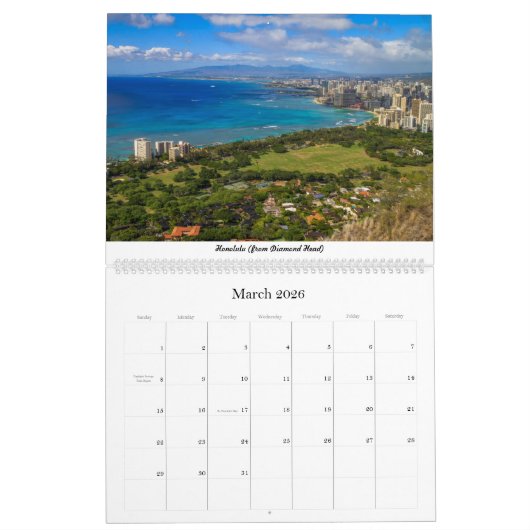 Calendrier Hawaii Oahu (Mar 2026)