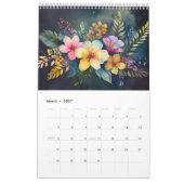 Calendrier Hawaiien des fleurs d'aquarelle 2025 (Mar 2027)