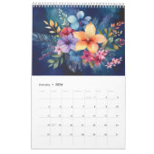 Calendrier Hawaiien des fleurs d'aquarelle 2025 (Jan 2026)