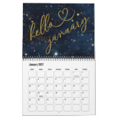 Calendrier Hello 2026 Gold Glitter Chic Galaxy Calendar (Jan 2027)