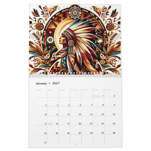 Calendrier Homme amérindien (Jan 2027)