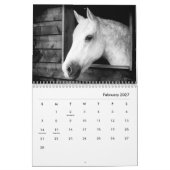 Calendrier Horaires des chevaux en noir et blanc (Feb 2027)