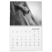 Calendrier Horaires des chevaux en noir et blanc (Jan 2027)