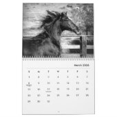 Calendrier Horaires des chevaux en noir et blanc (Mar 2026)