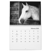 Calendrier Horaires des chevaux en noir et blanc (Feb 2026)