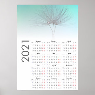 Calendrier horloges Pissenlit 2021 Affiche
