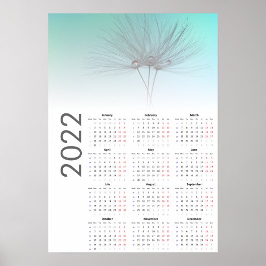 Calendrier horloges Pissenlit 2022 Affiche (Devant)