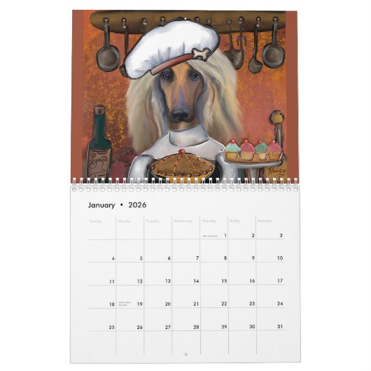 Calendrier Hound afghan 2025 (Jan 2026)