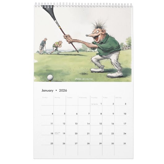 Calendrier Humour golf (Jan 2026)