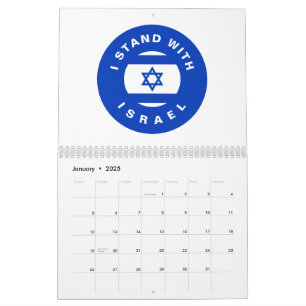 Calendrier I Stand with Israel white blue flag texte personna
