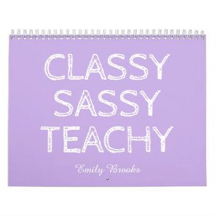 Calendrier Idée de cadeau personnalisé pour enseignant violet