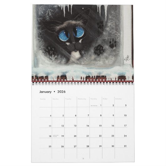 Calendrier Illustration de chat siamois par AmyLyn Bihrle (Jan 2026)
