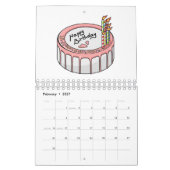 Calendrier Illustration de dessin animé sur le gâteau (Feb 2027)