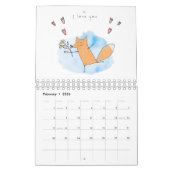 Calendrier Illustration mensuelle des renards d'aquarelle mig (Feb 2026)