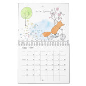 Calendrier Illustration mensuelle des renards d'aquarelle mig (Mar 2026)