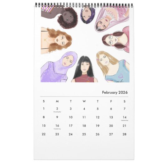 Calendrier Illustration mode (Feb 2026)