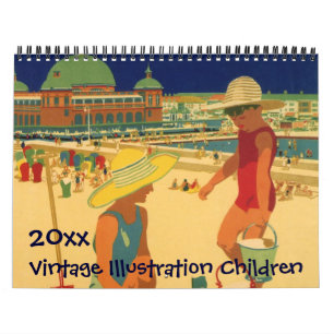 Calendrier Illustration vintage Amusement Enfants et bébés Jo
