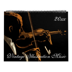 Calendrier Illustration vintage Musiciens et thèmes musicaux