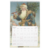 Calendrier Illustration vintage Noël Père Noël (Mar 2026)