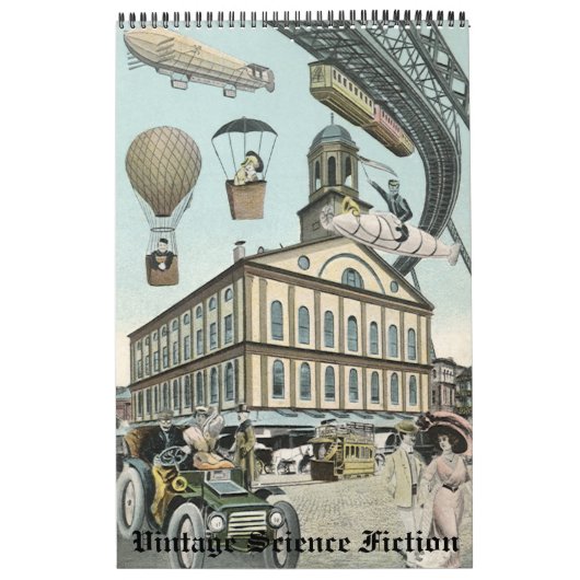 Calendrier Illustration vintage Science Fiction Steampunk (Protection)