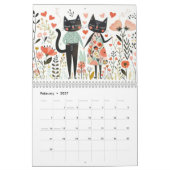 Calendrier Illustrations de chats à l'aquarelle Félin fantais (Feb 2027)
