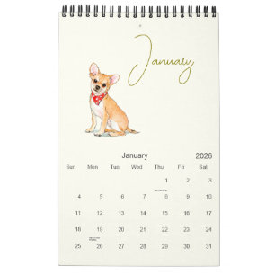 Calendrier Illustrations de chien mignon Amoureux de les chie