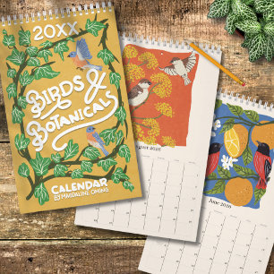 Calendrier Illustrations d'oiseaux et de botanique 2027 Vinta