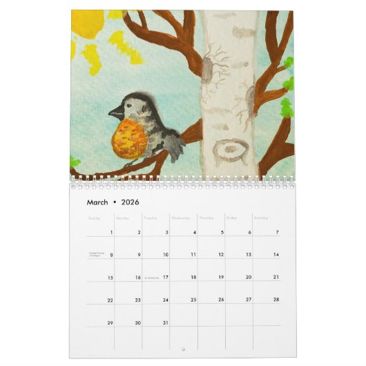 Calendrier Illustrations Gouache 2025 (Mar 2026)