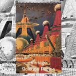 Calendrier Illustrations SciFi vintages, Science-fiction rétr<br><div class="desc">Illustration vintage science-fiction calendrier de 12 mois avec aliens,  espace,  transport futuriste et villes futuristes.</div>