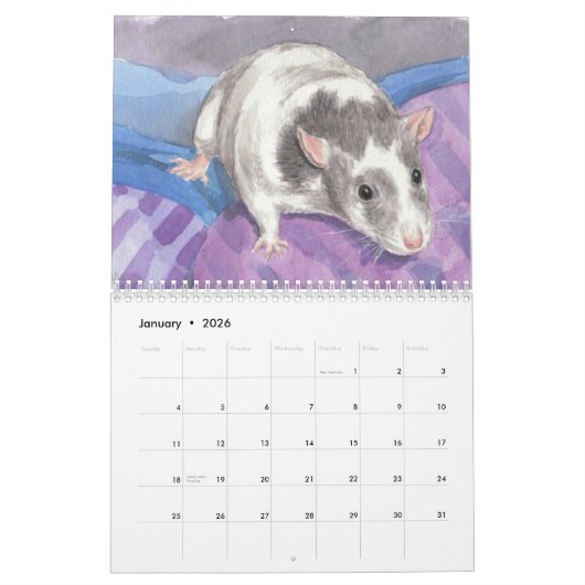 Calendrier illustré 2011 de portrait de rat (Jan 2026)