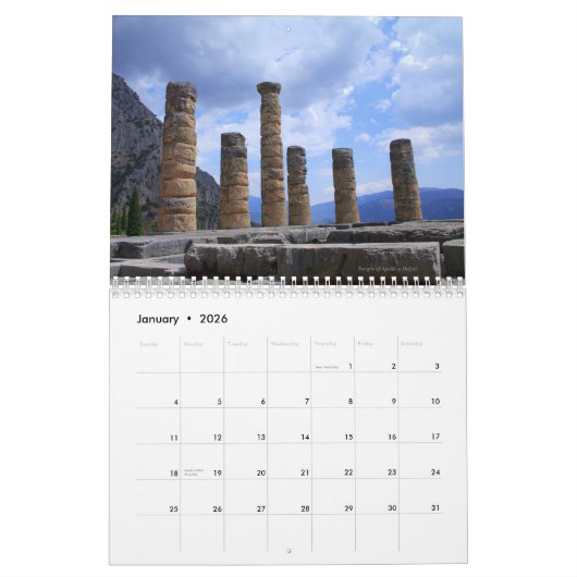 Calendrier Images de Grèce (Jan 2026)