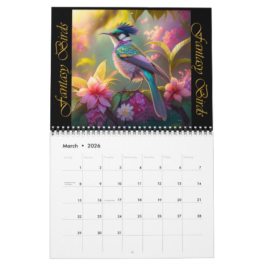 Calendrier Imaginaire Birds Iridescente Series (Mar 2026)
