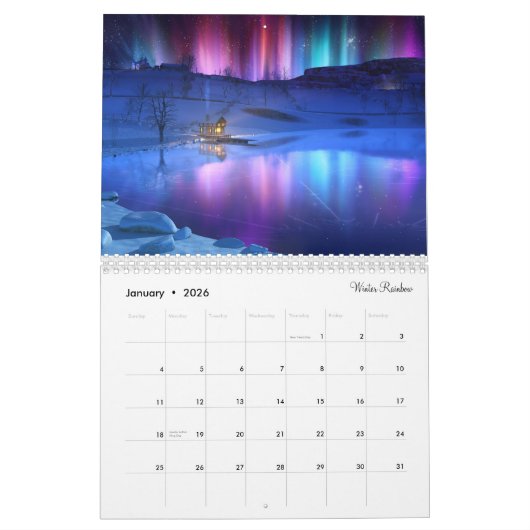Calendrier imaginaire et paysage 3D SilverWebForge 2022 (Jan 2026)