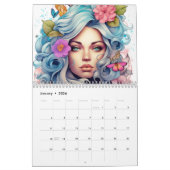 Calendrier Imaginaire Floral Femmes coiffure colorée (Jan 2026)