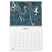 Calendrier Imaginaire funky Waves 3D Design d'art moderne (Mar 2026)