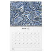Calendrier Imaginaire funky Waves 3D Design d'art moderne (Feb 2026)