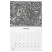 Calendrier Imaginaire funky Waves 3D Design d'art moderne (Jan 2026)